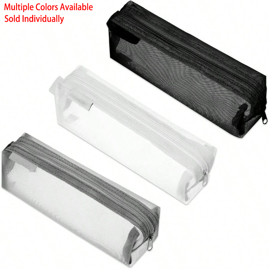Clear Mesh Pencil Pouch For Exam - Transparent Mesh Exam Pencil Case Minimalist
