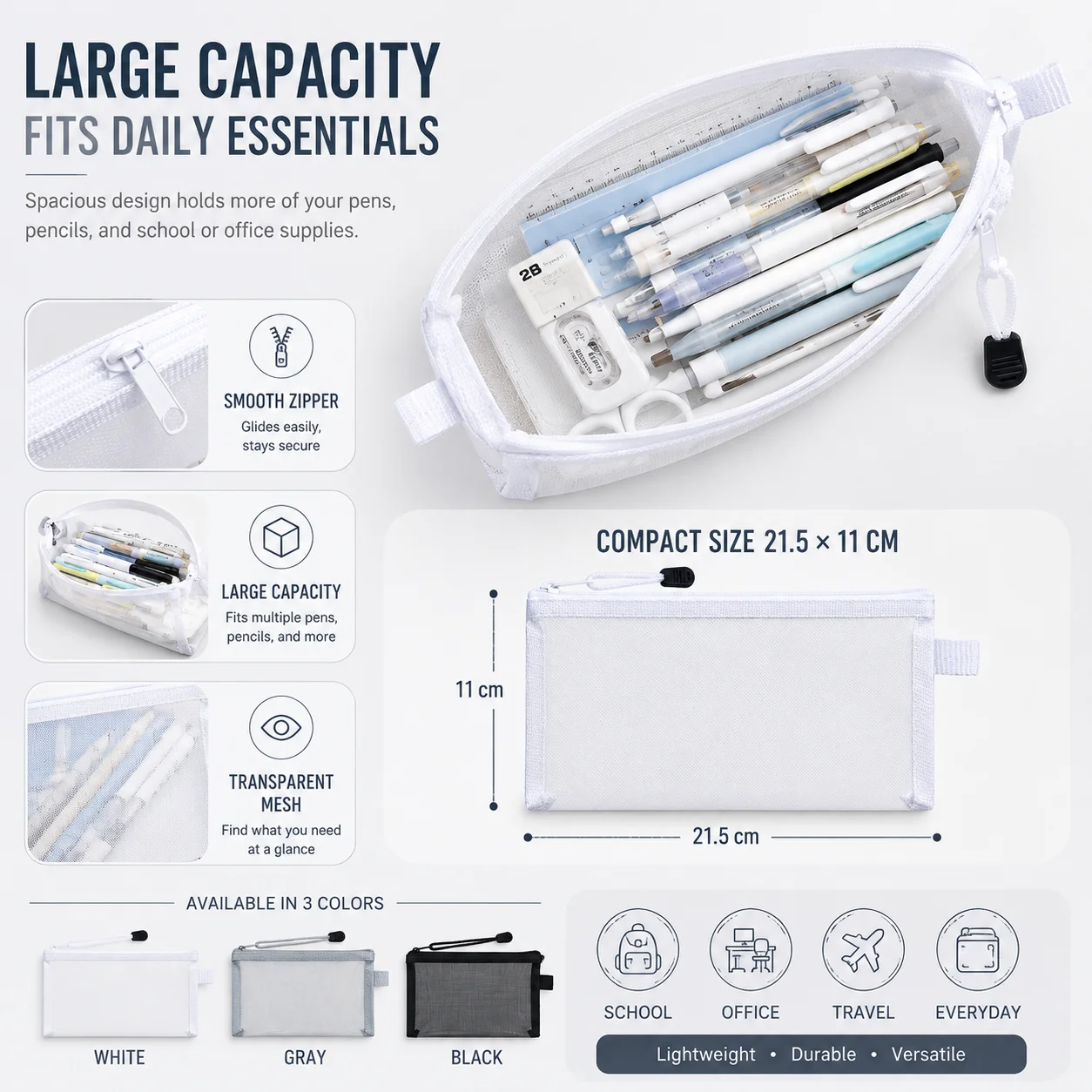 Transparent Mesh Pen Bag Clear - đánh giá và giá Clear Mesh Pencil Pouch For Exam