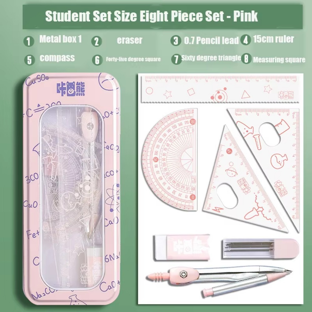 8Pcs/Set Multifunctional Math  - đánh giá và giá Math Geometry Set With Compass